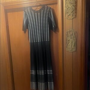 Ashro Black and White Patterned Maxi Dress